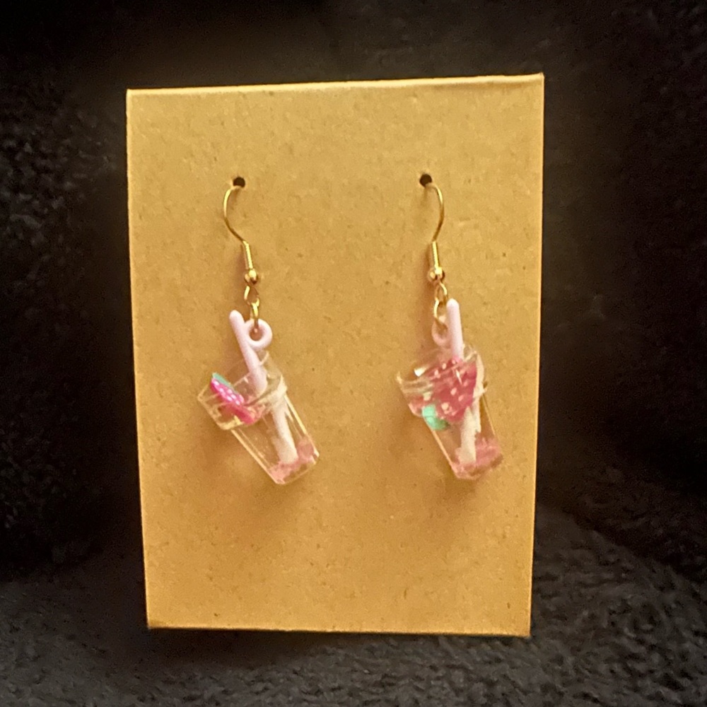 Pink Bubble Tea Dangle Earrings - Womens Jewelry